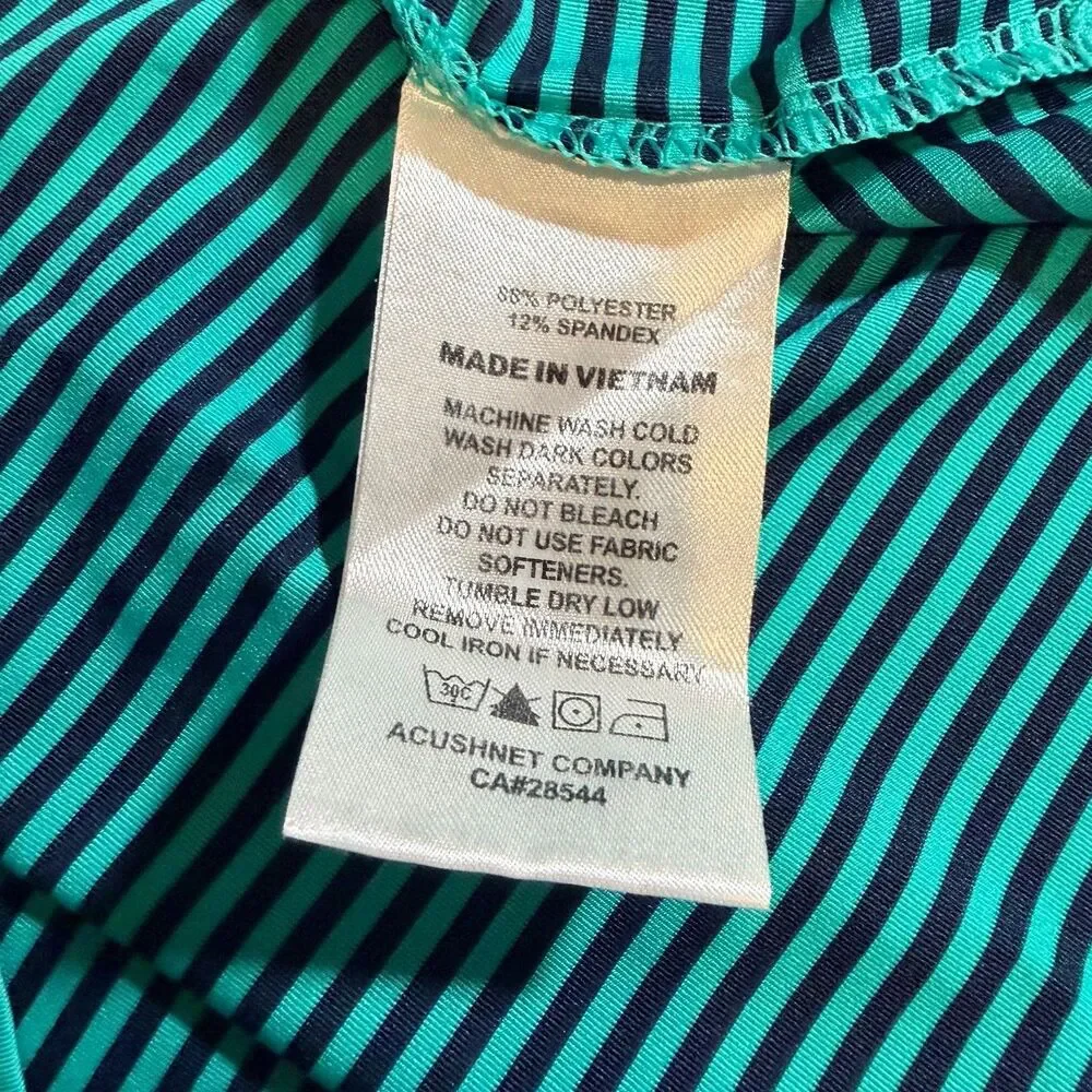 FootJoy Polo Men XLarge Green Blue Striped Performance Stretch Golf Short Sleeve